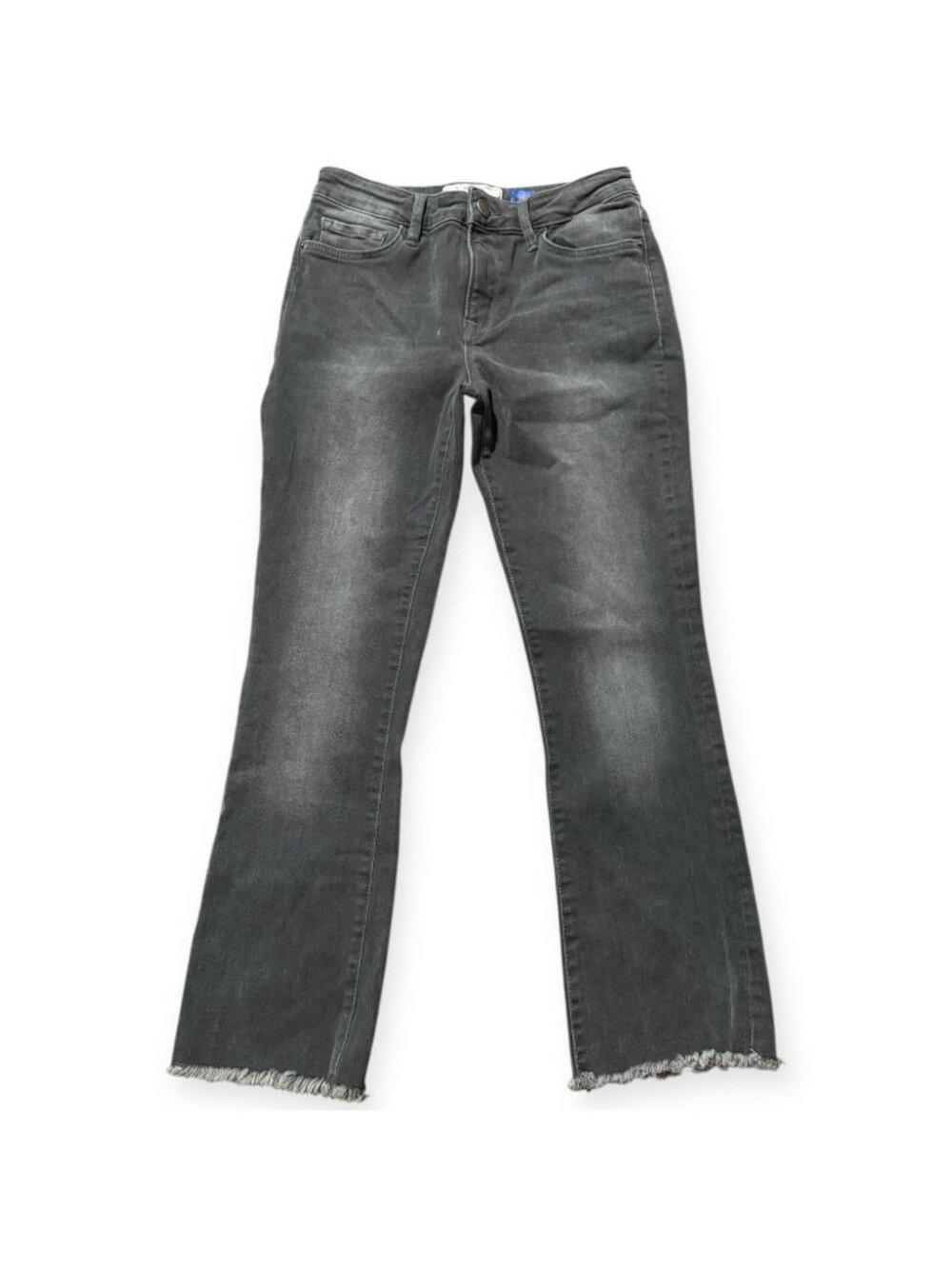 Free People Straight Leg Jeans W 27 Ankle Crop Frayed Hem Gray Bohemian Grunge